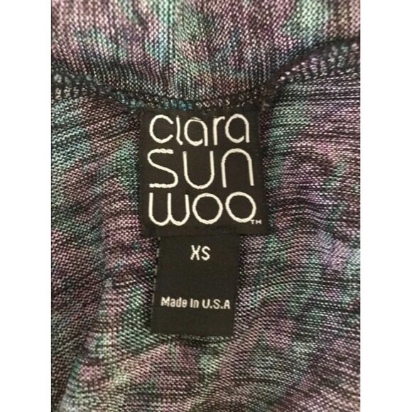 CLARA SUN WOO Open Draped Cardigan Lightweight Stretch Size XS Turquoise Purple - Picture 6 of 7